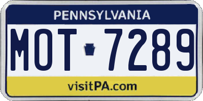 PA license plate MOT7289