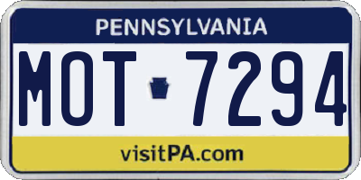 PA license plate MOT7294