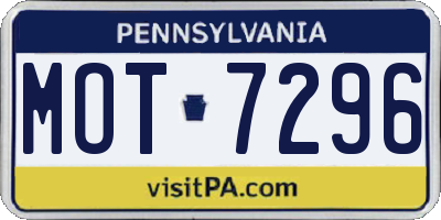 PA license plate MOT7296