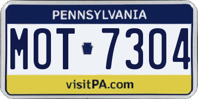 PA license plate MOT7304