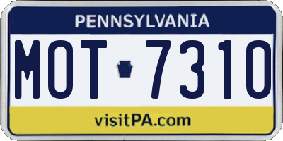 PA license plate MOT7310