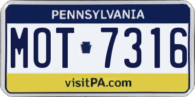 PA license plate MOT7316