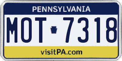 PA license plate MOT7318