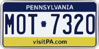 PA license plate MOT7320