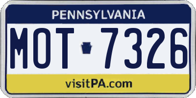 PA license plate MOT7326