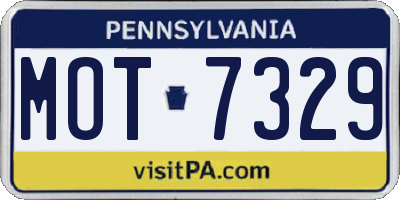 PA license plate MOT7329