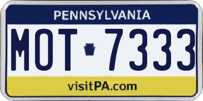 PA license plate MOT7333