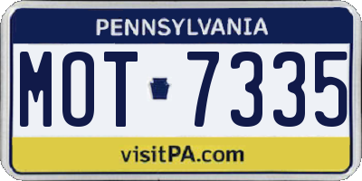 PA license plate MOT7335