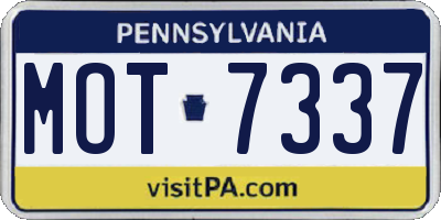 PA license plate MOT7337