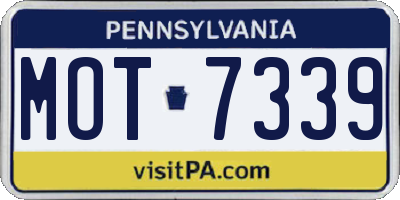 PA license plate MOT7339