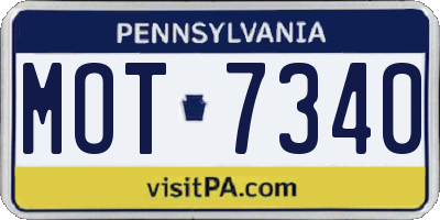 PA license plate MOT7340