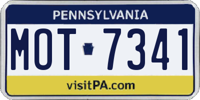 PA license plate MOT7341