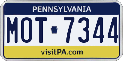 PA license plate MOT7344
