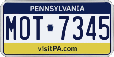 PA license plate MOT7345