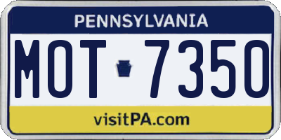 PA license plate MOT7350