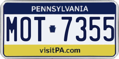 PA license plate MOT7355