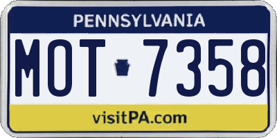 PA license plate MOT7358