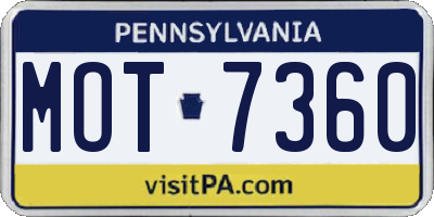 PA license plate MOT7360