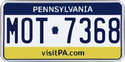 PA license plate MOT7368