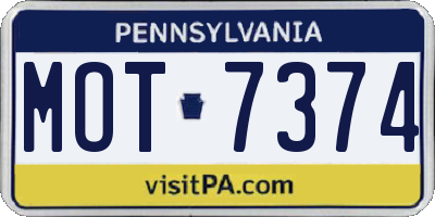 PA license plate MOT7374