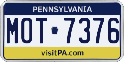 PA license plate MOT7376