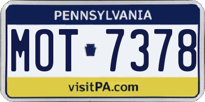 PA license plate MOT7378