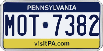 PA license plate MOT7382