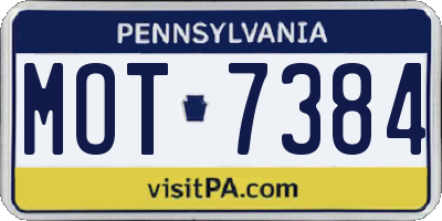 PA license plate MOT7384
