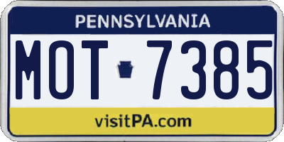 PA license plate MOT7385