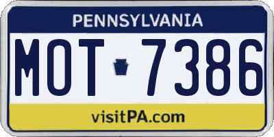 PA license plate MOT7386