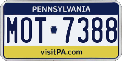 PA license plate MOT7388