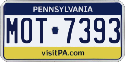 PA license plate MOT7393