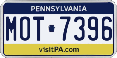 PA license plate MOT7396