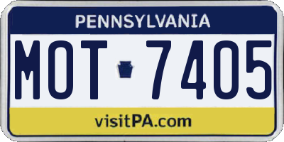 PA license plate MOT7405