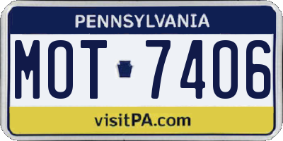 PA license plate MOT7406