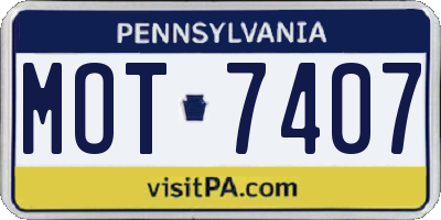 PA license plate MOT7407