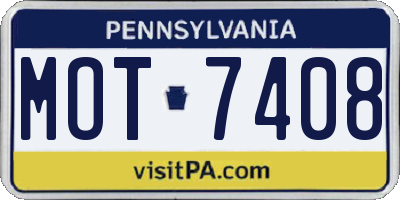 PA license plate MOT7408