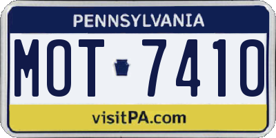 PA license plate MOT7410
