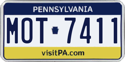 PA license plate MOT7411