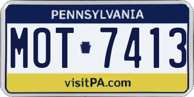 PA license plate MOT7413