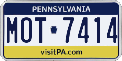 PA license plate MOT7414