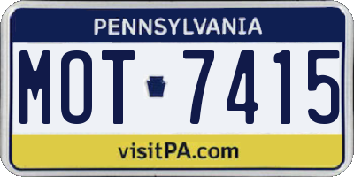 PA license plate MOT7415