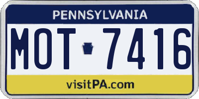 PA license plate MOT7416