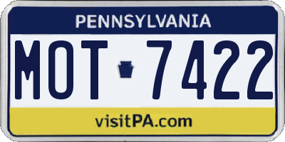 PA license plate MOT7422