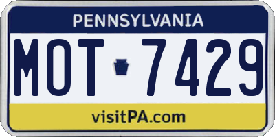 PA license plate MOT7429