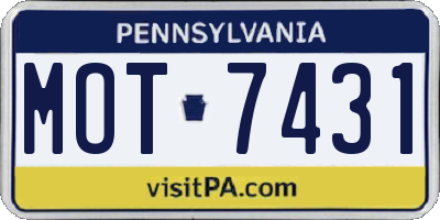 PA license plate MOT7431
