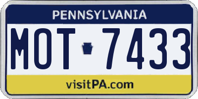PA license plate MOT7433