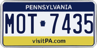 PA license plate MOT7435