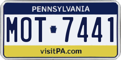 PA license plate MOT7441