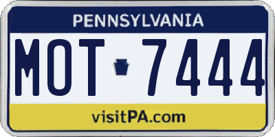 PA license plate MOT7444